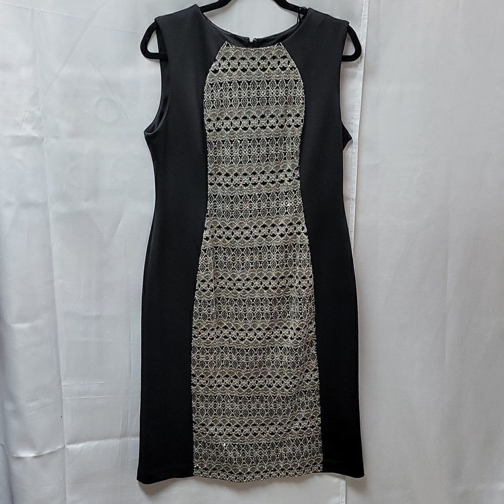R & M Richards Little Black & Gold Dress